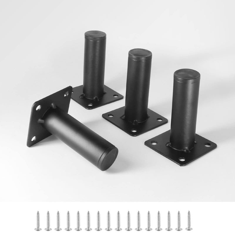 Masendelk Black Furniture Legs 3.15 Inch / 80mm, 4pcs Modern Sofa Legs Cabinet Replacement Legs, Heavy Duty Metal Legs with Mounting Screw for Furniture Couch Sofa TV Cabinet Dresser Desk Risers - Image 1